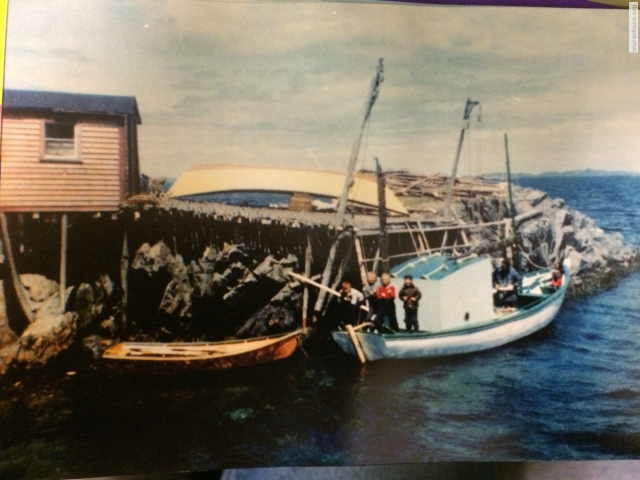 Pitcher's Point fishing premises circa 1962 after Ron finished building his new punt.&amp;nbsp; That's Joey Pitcher's dory on the wharf and Johnny Ennis' flat.&amp;nbsp; From the left, Joe, Bill, Gerry, Carl, Ron and Ron Jr.